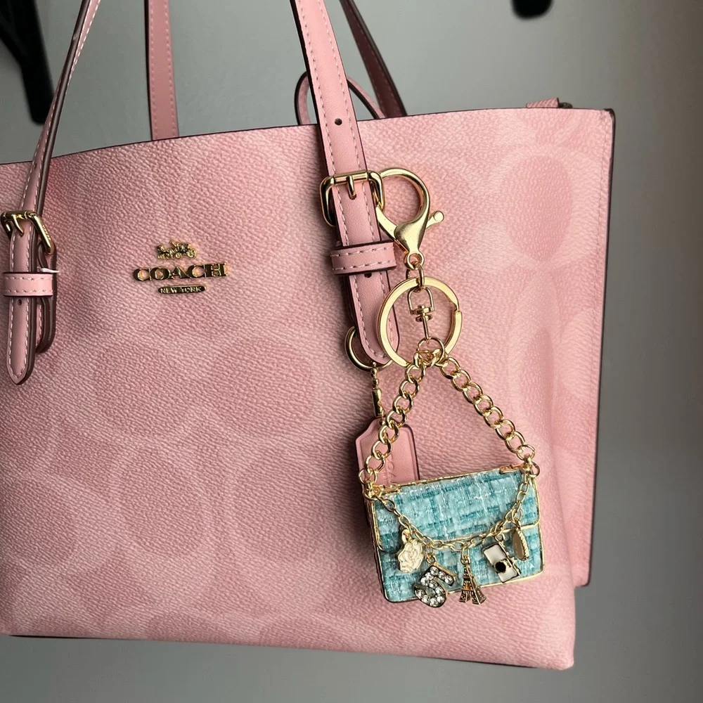 Chic Blue Keychain Purse Charm - Picture 4 of 4